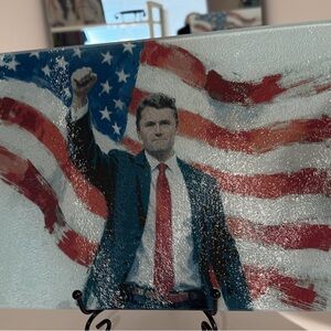 Charlie Kirk Patriotic Art Print with American Flag